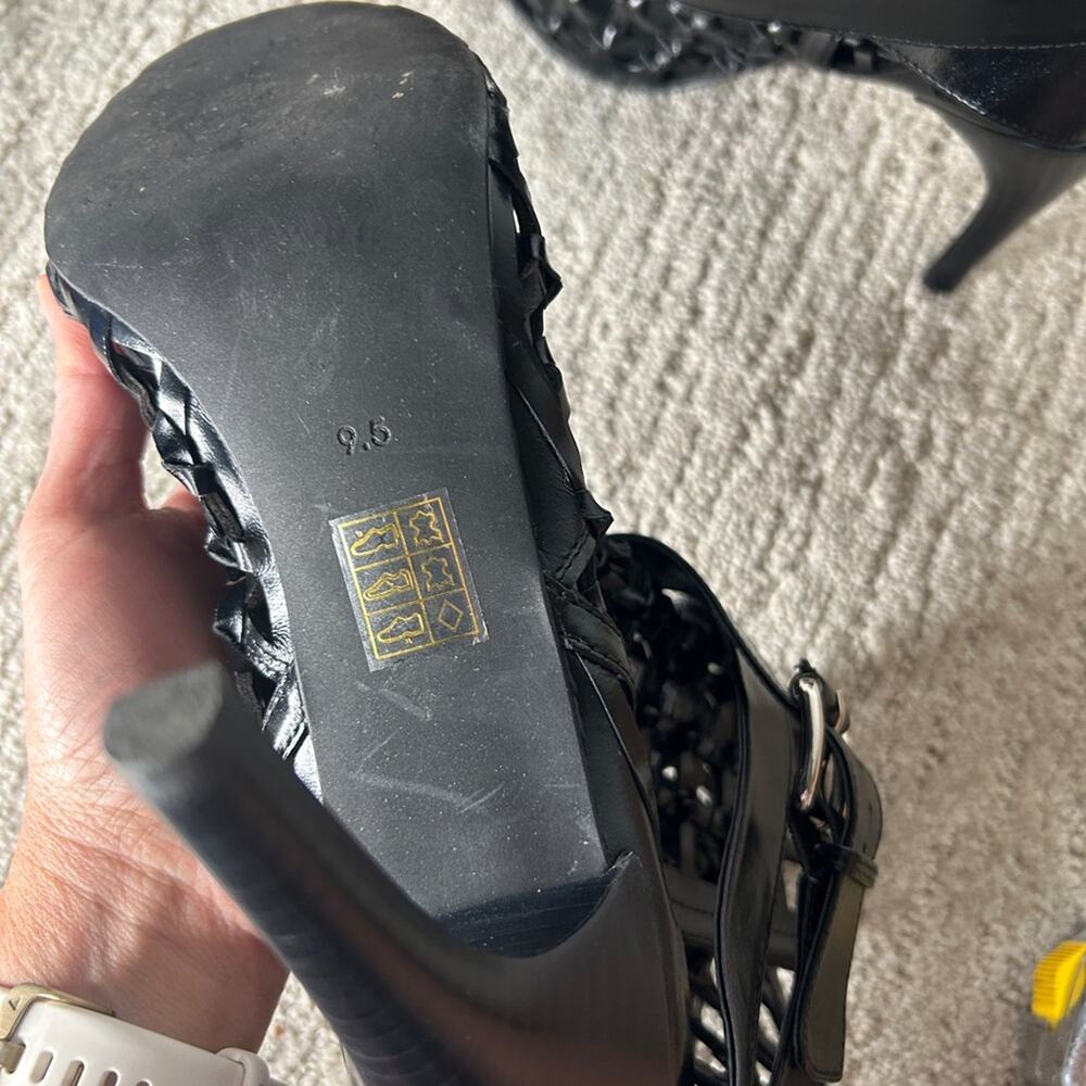 Free People Jeffrey Campbell Loom Cage Knot Block Heel Boot Black Leather 9.5 - Picture 8 of 9